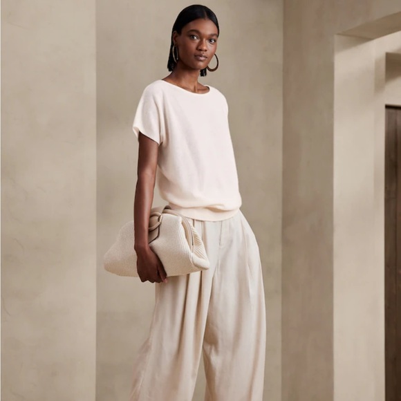 NWT. Banana Republic EMELINE LIGHTWEIGHT CASHMERE DOLMAN TOP, PEACH, Size L - Picture 6 of 6